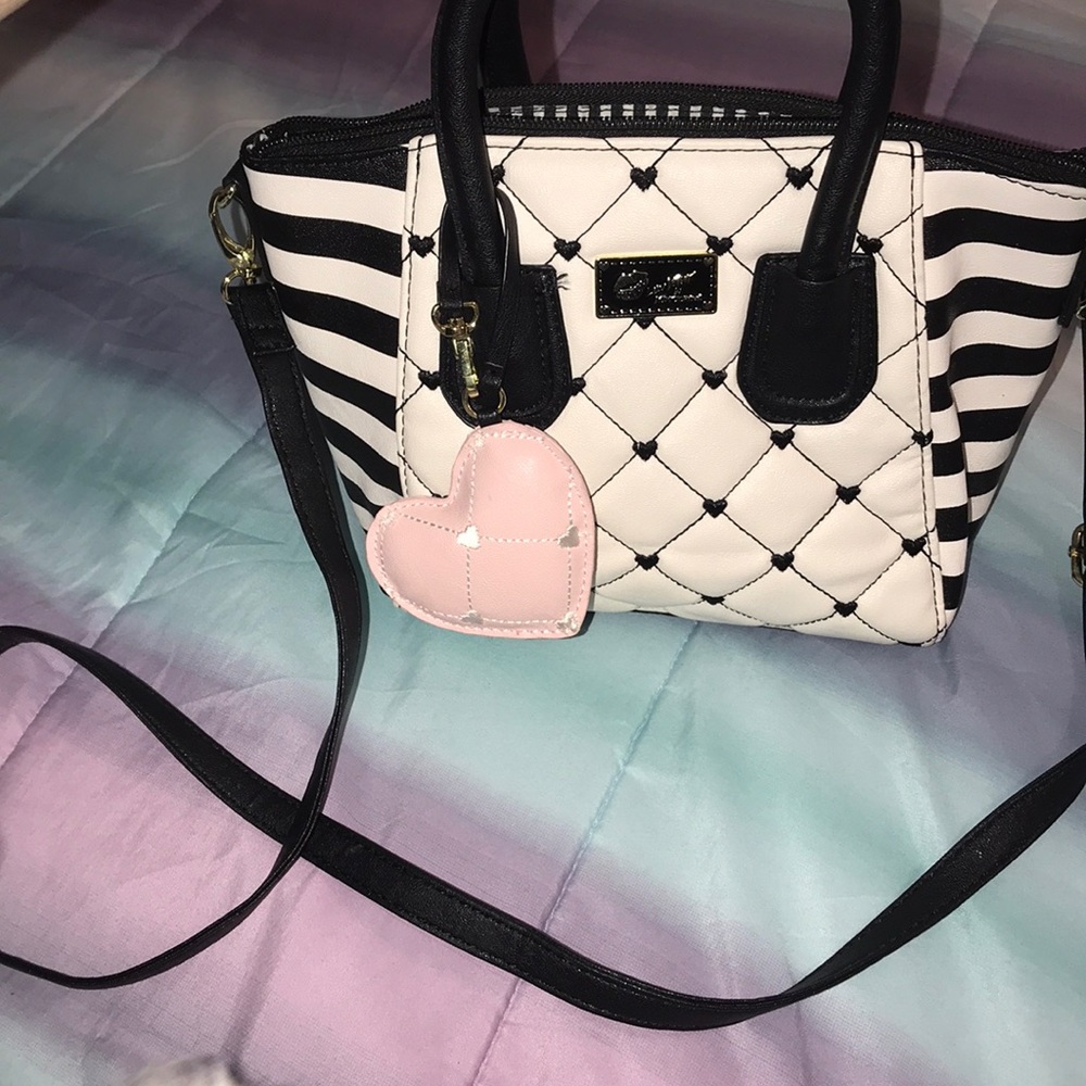 Betsey Johnson Black & White Mini Crossbody Bag